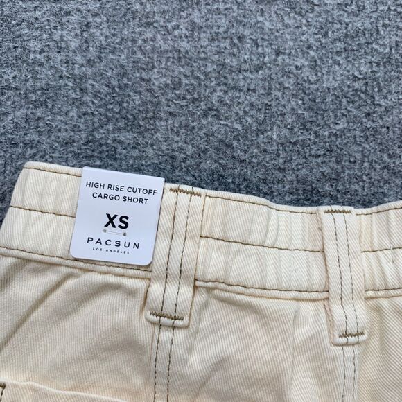 Pacsun Shorts Women XS Extra Small Ivory Denim Tint High Rise Cutoff Cargo - Picture 11 of 16
